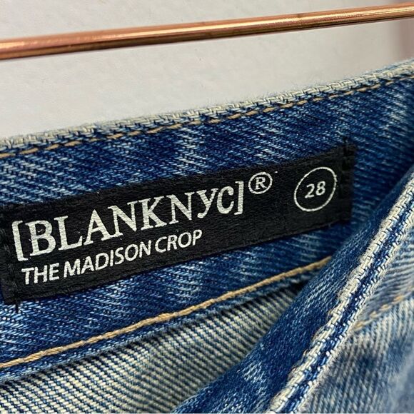 Blank NYC The Madison Crop High Rise Jeans Raw Hem Jeans Sz 28 - Picture 5 of 6
